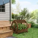 3 Tier Wooden Wagon Planter Box Raised Garden Bed, Carbonized Finish - Image 7