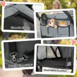 PawHut 3 Wheel Pet Stroller with Easy One-Click Quick Fold, Mesh Window, Washable Cushion, for Medium Dogs, Gray - Image 9