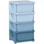 Qaba 30" 4 Tier Kids Storage Unit Dresser Tower w/ 4 Drawers, Blue - Image 11