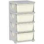 30" 4 Tier Kids Storage Unit Dresser Tower w/ 4 Drawers, Cream White - Image 11