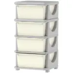 30" 4 Tier Kids Storage Unit Dresser Tower w/ 4 Drawers, Cream White