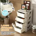 30" 4 Tier Kids Storage Unit Dresser Tower w/ 4 Drawers, Cream White - Image 4