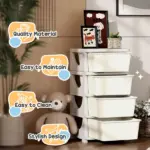 30" 4 Tier Kids Storage Unit Dresser Tower w/ 4 Drawers, Cream White - Image 7