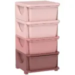 Qaba 30" 4 Tier Kids Storage Unit Dresser Tower w/ 4 Drawers, Pink - Image 11