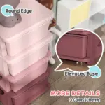 Qaba 30" 4 Tier Kids Storage Unit Dresser Tower w/ 4 Drawers, Pink - Image 5