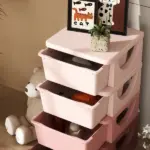 Qaba 30" 4 Tier Kids Storage Unit Dresser Tower w/ 4 Drawers, Pink - Image 8