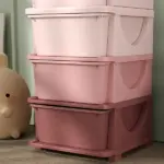 Qaba 30" 4 Tier Kids Storage Unit Dresser Tower w/ 4 Drawers, Pink - Image 9