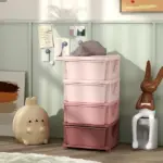 Qaba 30" 4 Tier Kids Storage Unit Dresser Tower w/ 4 Drawers, Pink - Image 10