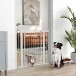 30"-41" Extra Wide Walk Through Dog Gate with Cat Door, 3-Inch and 5.5-Inch Extension Kits, 30" High - Image 2