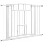 30"-41" Extra Wide Walk Through Dog Gate with Cat Door, 3-Inch and 5.5-Inch Extension Kits, 30" High
