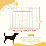 30"-41" Extra Wide Walk Through Dog Gate with Cat Door, 3-Inch and 5.5-Inch Extension Kits, 30" High - Image 3