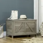 30 Inch Farmhouse Lift Top Storage Bench with Safety Hinge, Gray - Image 2
