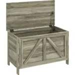30 Inch Farmhouse Lift Top Storage Bench with Safety Hinge, Gray