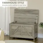30 Inch Farmhouse Lift Top Storage Bench with Safety Hinge, Gray - Image 4
