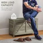 30 Inch Farmhouse Lift Top Storage Bench with Safety Hinge, Gray - Image 7