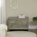 30 Inch Farmhouse Lift Top Storage Bench with Safety Hinge, Gray - Image 8