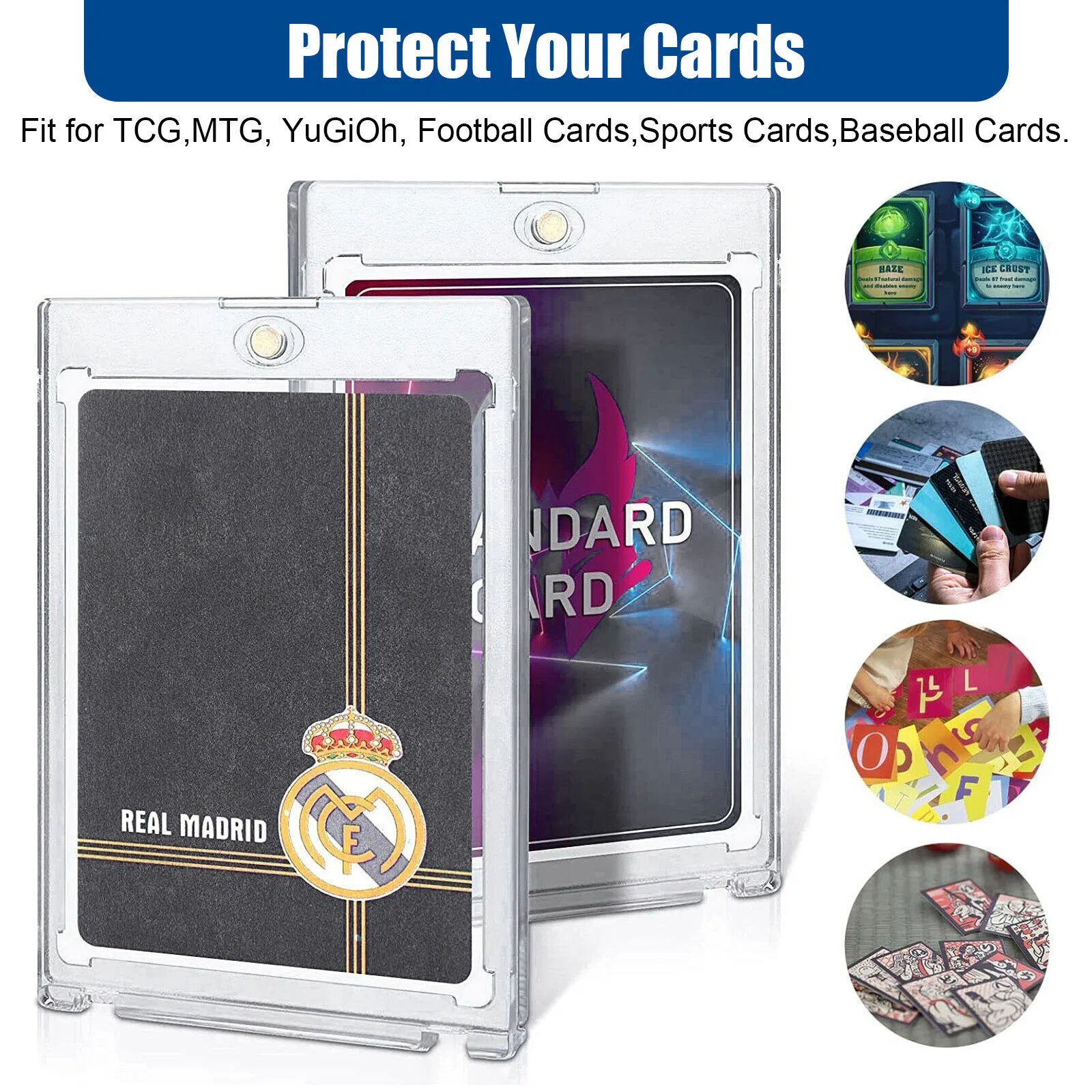 30 Pack 35pt Magnetic Trading Card Holders with UV Protection