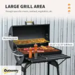 Outsunny 30 Inch Portable Charcoal Barbecue Grill with Wheels Outdoor Barbecue with Adjustable Charcoal Rack, Storage Shelf, for Garden Camping Picnic - Image 4