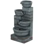30 Inch 4 Tier Outdoor Resin Water Fountain with LED Lights and Pump, Gray - Image 11