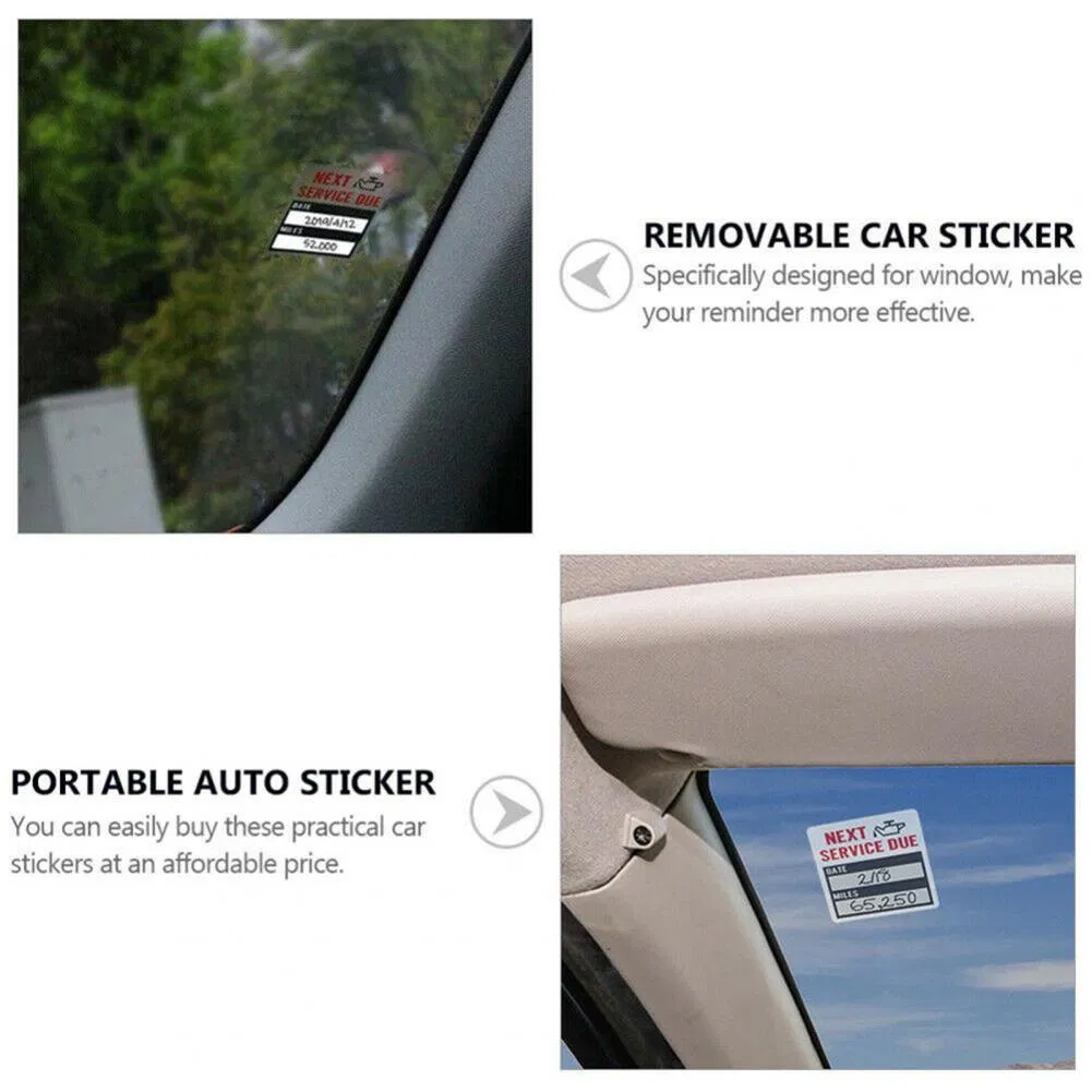 300 Pack Clear Oil Change Service Reminder Window Stickers 2 x 2 Inch