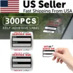 300 Pack Clear Oil Change Service Reminder Window Stickers 2 x 2 Inch