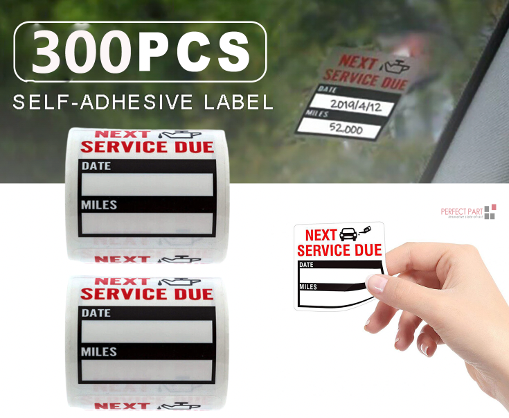 300 Pack Clear Oil Change Service Reminder Window Stickers 2 x 2 Inch