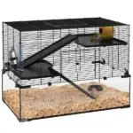 31" Gerbil Cage with Glass Basin Ramps Platforms Hut Exercise Wheel Black for Small Hamsters - Image 11