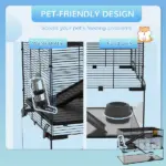 31" Gerbil Cage with Glass Basin Ramps Platforms Hut Exercise Wheel Black for Small Hamsters - Image 5