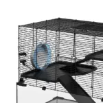 31" Gerbil Cage with Glass Basin Ramps Platforms Hut Exercise Wheel Black for Small Hamsters - Image 9