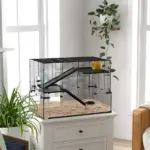 31" Gerbil Cage with Glass Basin Ramps Platforms Hut Exercise Wheel Black for Small Hamsters - Image 10