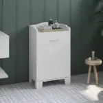 HOMCOM 31" Tilt Out Laundry Hamper, Free Standing Bathroom Storage Cabinet, Home Organizer, White - Image 2