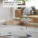 HOMCOM 32 Inch Clear Acrylic Coffee Table, 0.5In Thick C-Shape Waterfall End Coffee Table, Multipurpose Lucite Tea Table for Living Room - Image 5