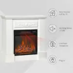 HOMCOM 32 Inch Electric Fireplace with Mantel, Freestanding Heater with LED Log Flame, Overheat Protection and Remote Control, 1400W, White - Image 6