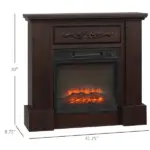 HOMCOM 32 Inch Electric Fireplace with Mantel 1400W Remote Control White - Image 3