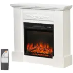 HOMCOM 32 Inch Electric Fireplace with Mantel, Freestanding Heater with LED Log Flame, Overheat Protection and Remote Control, 1400W, White - Image 11