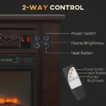 HOMCOM 32 Inch Electric Fireplace with Mantel 1400W Remote Control White - Image 5
