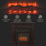 HOMCOM 32 Inch Electric Fireplace with Mantel 1400W Remote Control White - Image 6