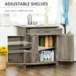 HOMCOM 32" Farmhouse Sideboard Buffet Cabinet, Barn Door Style Coffee Bar for Kitchen, Living Room or Entryway, Gray Wash - Image 5