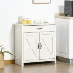 HOMCOM 32 Inch Farmhouse Sideboard Buffet Cabinet with Drawer, Barn Door Style Accent Cabinet Organizer for Kitchen, Living Room and Entryway - Image 2