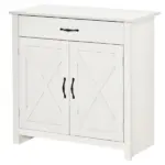 HOMCOM 32 Inch Farmhouse Sideboard Buffet Cabinet with Drawer, Barn Door Style Accent Cabinet Organizer for Kitchen, Living Room and Entryway - Image 11
