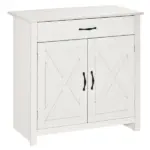 HOMCOM 32 Inch Farmhouse Sideboard Buffet Cabinet with Drawer, Barn Door Style Accent Cabinet Organizer for Kitchen, Living Room and Entryway