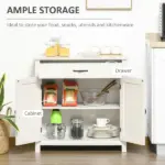 HOMCOM 32 Inch Farmhouse Sideboard Buffet Cabinet with Drawer, Barn Door Style Accent Cabinet Organizer for Kitchen, Living Room and Entryway - Image 4