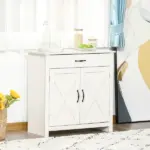 HOMCOM 32 Inch Farmhouse Sideboard Buffet Cabinet with Drawer, Barn Door Style Accent Cabinet Organizer for Kitchen, Living Room and Entryway - Image 10