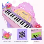 Qaba 32-Key Princess Electronic Toy Piano for Kids, Educational Keyboard Piano with Stool, MP3, Record, Flashing Lights, Microphone for 3-6 Years - Image 5