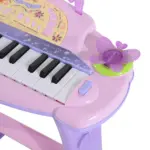 Qaba 32-Key Princess Electronic Toy Piano for Kids, Educational Keyboard Piano with Stool, MP3, Record, Flashing Lights, Microphone for 3-6 Years - Image 8