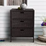 Outsunny 32" Poolside Rattan Wicker Patio Organizer Storage Cabinet with 3 Large Drawers and Weather-Fighting Materials - Image 2