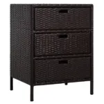 Outsunny 32" Poolside Rattan Wicker Patio Organizer Storage Cabinet with 3 Large Drawers and Weather-Fighting Materials