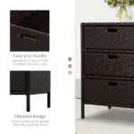 Outsunny 32" Poolside Rattan Wicker Patio Organizer Storage Cabinet with 3 Large Drawers and Weather-Fighting Materials - Image 5