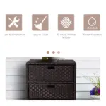 Outsunny 32" Poolside Rattan Wicker Patio Organizer Storage Cabinet with 3 Large Drawers and Weather-Fighting Materials - Image 6