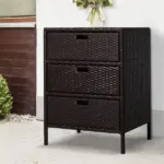 Outsunny 32" Poolside Rattan Wicker Patio Organizer Storage Cabinet with 3 Large Drawers and Weather-Fighting Materials - Image 10